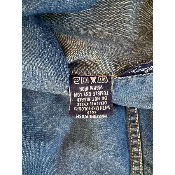Dizzy Lizzy Dark Wash Denim Long Sleeve Collared Button Down Shirt Blue Size L - Image 8