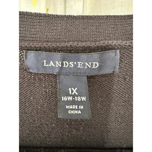 Land's End Women's Tight Knit Classic Button Down Cardigan 1X - Image 4