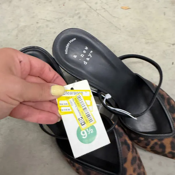 A New Day Leopard Mesh Pointed Toe Mule Heels Memory Foam Black Brown 9.5‎ - Image 2