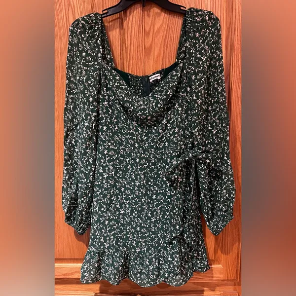 Reformation Camii Long Sleeve Chiffon Minidress‎ in Green Floral Parsley Size 0 - Image 5