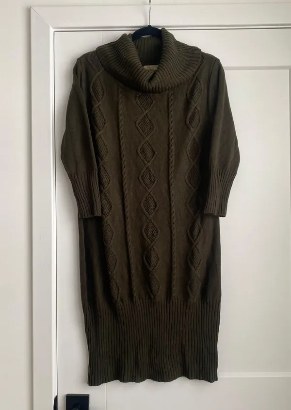Appraisal Women's Sweater Dress Brown Turtle Neck Cable Knit Mini - Image 4