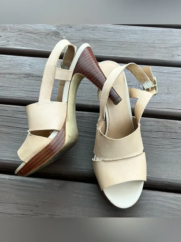 Franco Sarto Neutral Beige Open-Toe Slingback Heels🌷🌷 - Image 5
