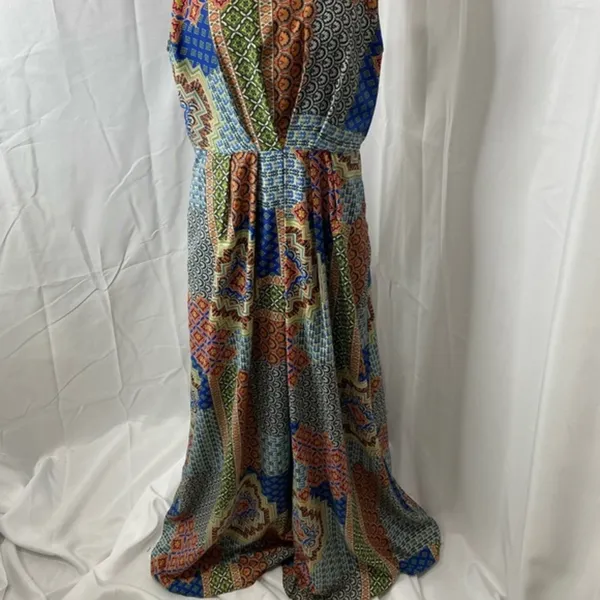 Under skies size large patchwork boho halter maxi dress - Image 2