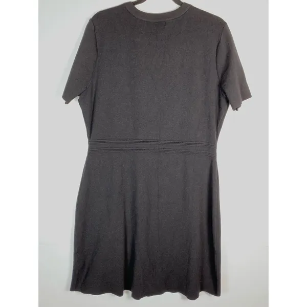 Merokeety Dress XL Black Gold Button Short Sleeve Knit Preppy Career Mini - Image 13