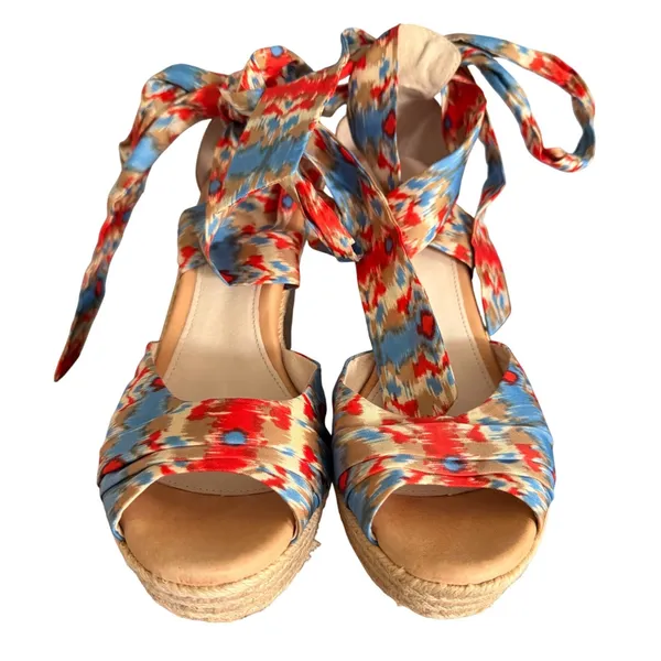 UGG Lucianna Marrakesh Ikat‎ Ribbon Tie Espadrille Wedge Sandals 9.5 - Image 2