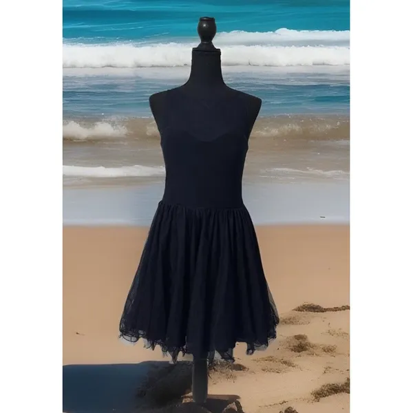 Blondie Nites black short Illusion Yoke Pearl Embellished Back Swing‎ dress- 11 - Image 8