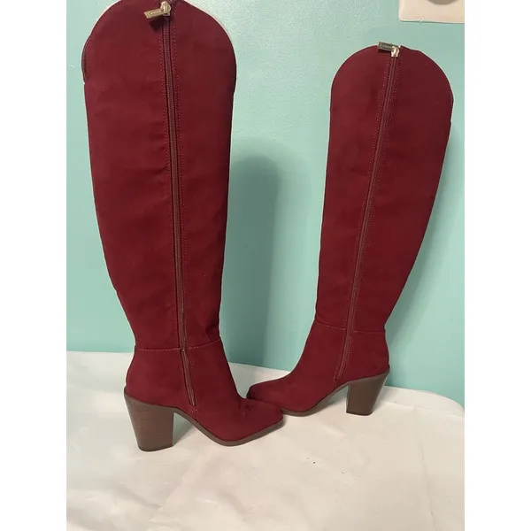 Jessica Simpson Ravyn Women's Over-The-Knee Zipper Boots Burgundy Size‎ 5 - Image 5