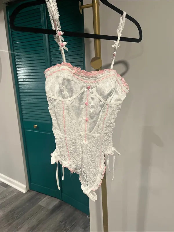 FREE PEOPLE NWT Sweet Cheeks Bodysuit / White Combo - Image 9