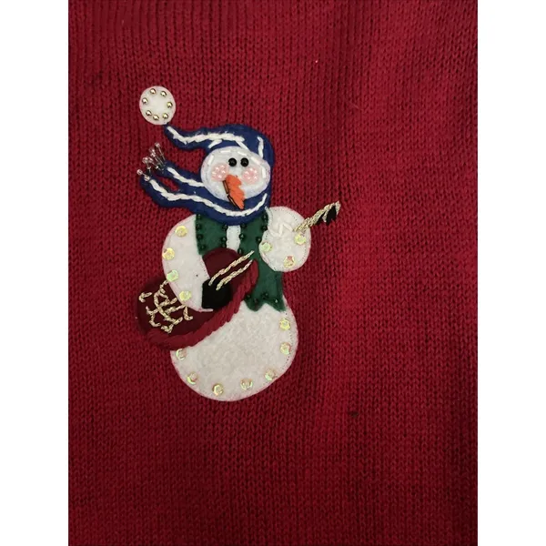heirloom collectibles sweater Vest Size M Musical Snowmen Zip Closure - Image 7