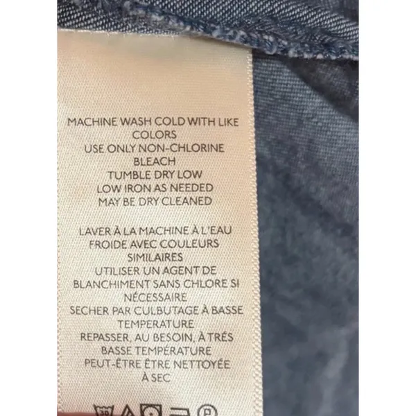 Free People $148 NWT We The Free Blue Denim Button-Up Collared Long Sleeve Top M - Image 8