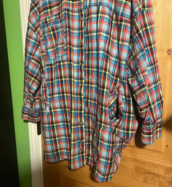 Oversized Bryce Plaid Longline Button-Down Shirt $88 EUC S - Image 7