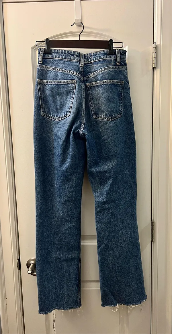ZARA Distressed Straight Jeans High-Rise Leg - Image 4