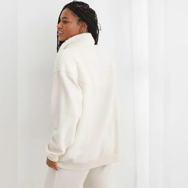 Aerie Hometown Holiday Quarter Zip Sweatshirt Size XS Sherpa Oversized Cozy - Image 2