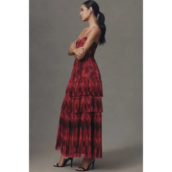 Hutch Madelina Pleated Tulle Tiered Maxi Dress Size 6 $398 NWT - Image 4