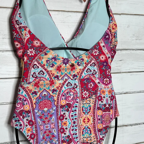 Nanette Lepore One Piece Swimsuit Floral Wrap Halter Size 12 - Image 8