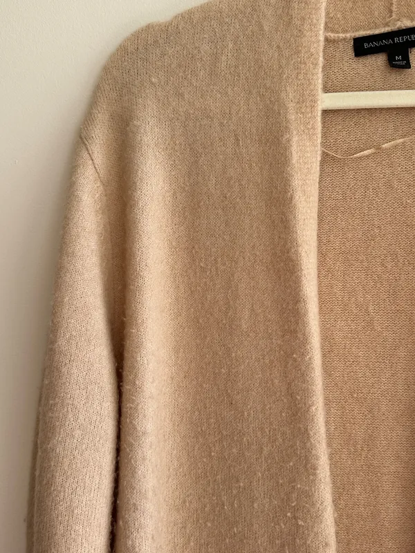 Banana Republic Long Lightweight Open Cardigan, Tan, Size Medium - Image 13