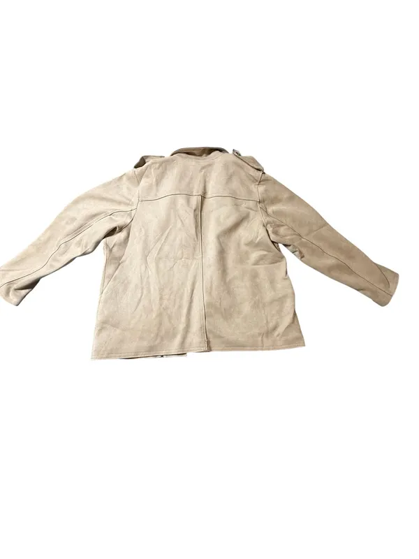 Philosophy Republic Faux Suede Moto Jacket XL Cream Tan Open Front Zip Pockets - Image 5