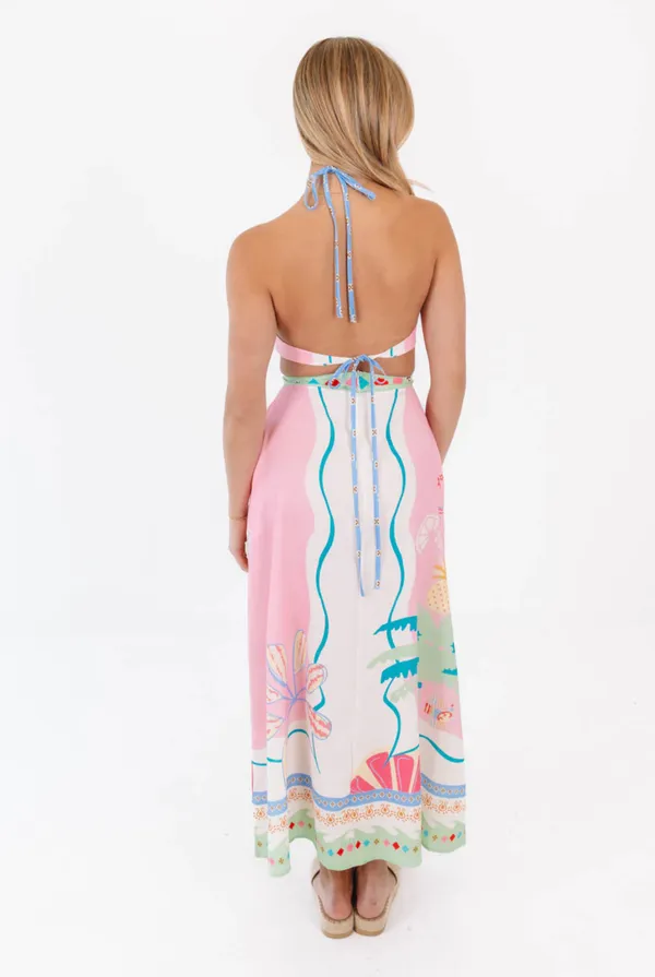 Boutique Maxi Tropical Dress Pink - Image 2