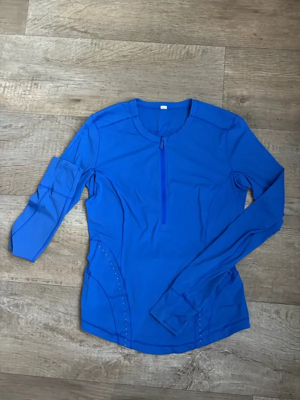 Lululemon Flash Forward Half Zip Cerulean Blue Sz 2 - Image 4