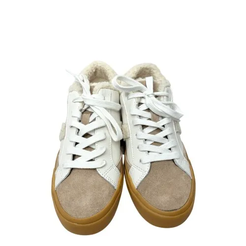 Marc Fisher‎ Ltd. Sidewalk Low Top Sneakers White Leather Sherpa Suede Size 6 - Image 3