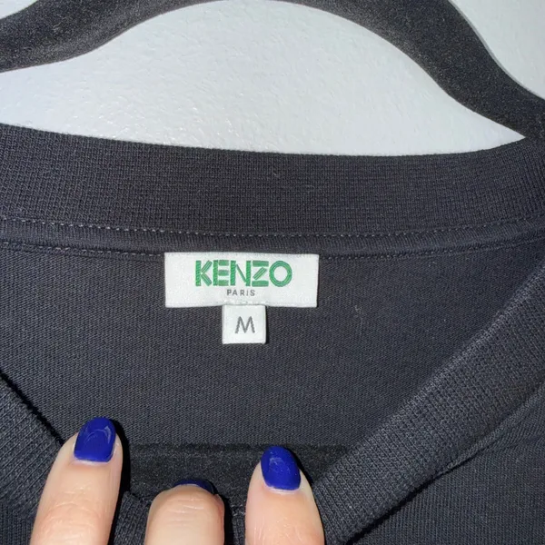 Kenzo Paris Long Sleeve Top Women M Black Excellent Snap Sleeve Logo Tee - Image 3