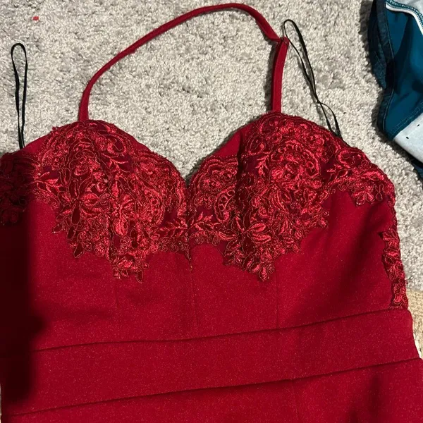 Hello Molly Svelte Lace Embroidered Maxi Dress | Red size 6‎ - Image 13