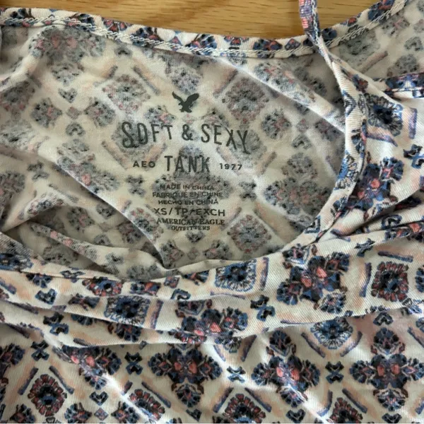 American Eagle Outfitters Geometric Print Camisole - Blue and White - Image 2