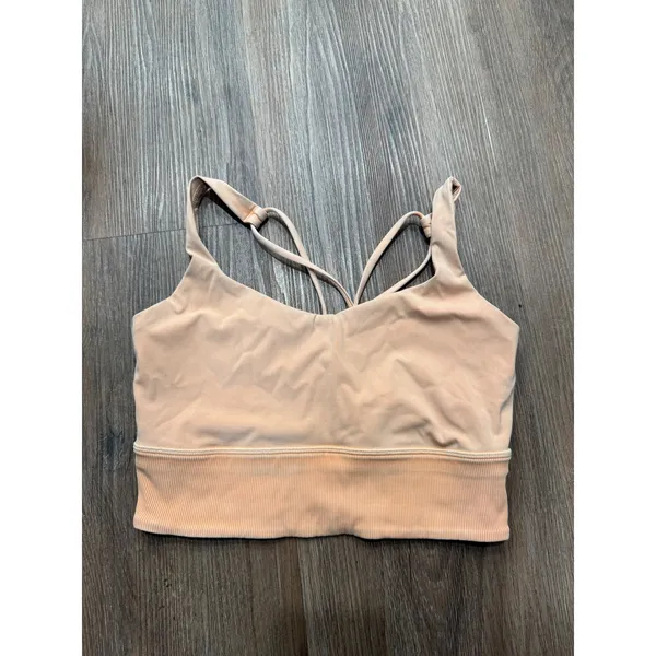 Lululemon Ebb to Street Bra Light Support Peach Longline Strappy Back 6 - Image 3