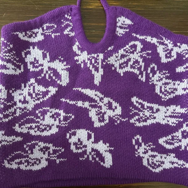 Purple and White Knitted Halter Top - Image 2