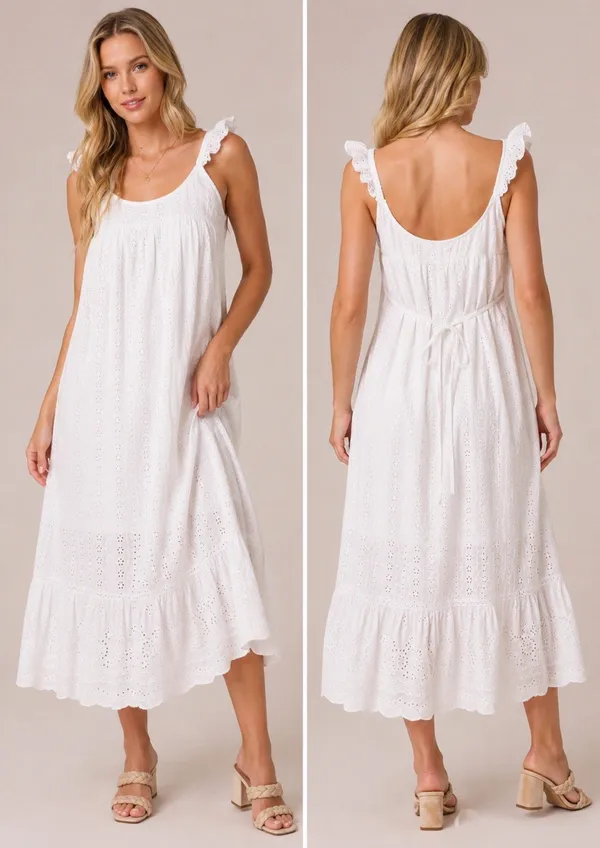 B.O.G NWT Band of Gypsies Collective Prairie Wind Eyelet Midi Dress Oversized S - Image 2