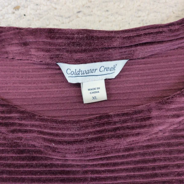 Coldwater Creek Purple Ribbed Knit Long Sleeve Scoop Neck Top XL 601984 - Image 4