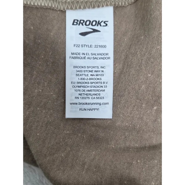Brooks Distance Graphic Short Sleeve Shirt Heather‎ Oatmeal Run Happy. Size L - Image 10
