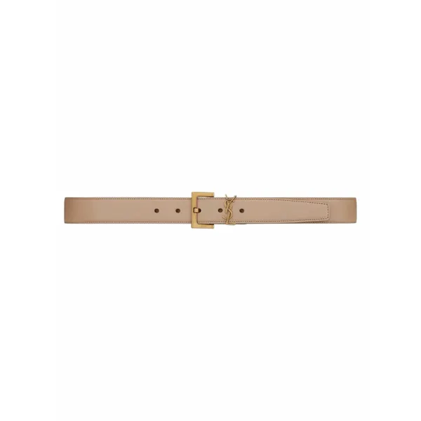 Saint Laurent Cassandre Logo Belt Square Buckle Leather Beige Size 90/36 - Image 3