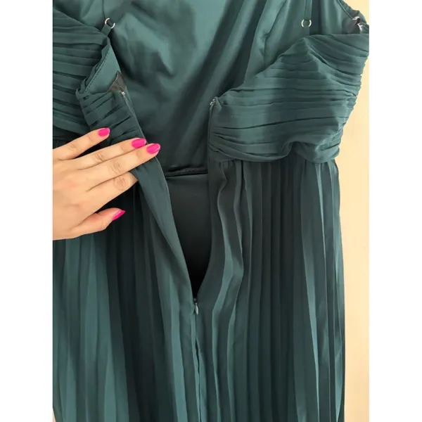 Lulus Wondrous Muse Emerald Pleated One-Shoulder Midi Dress Size XL NWT Wedding - Image 8