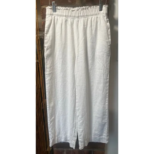Abercrombie White Linen Blend Wide Leg Pants Lined Coastal Grandmother Boho S - Image 2