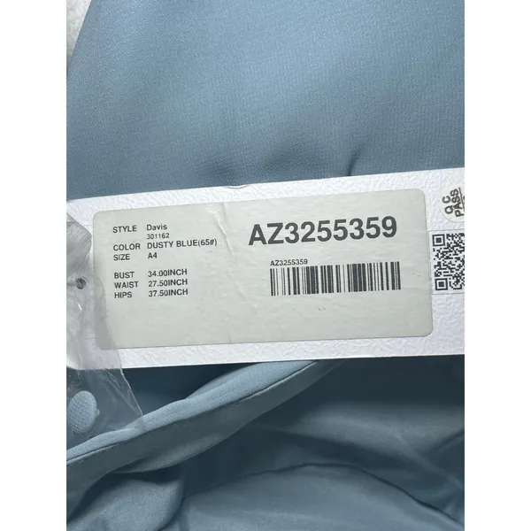 NWT Azazie Davis Bridesmaid Dress Chiffon Long Formal Gown Dusty Blue A4‎ - Image 10