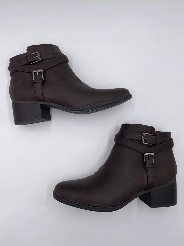 Naturalizer Kallista Bootie Size 7.5 Chocolate Brown Faux Leather Block Heel - Image 9