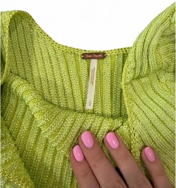 Free People San Lucas Pullover in Sunny Lime Combo Size Large - Image 5