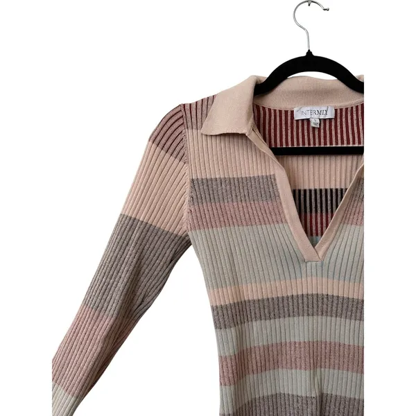 INTERMIX Reversed Stripe Knit Sweater Small - Image 5