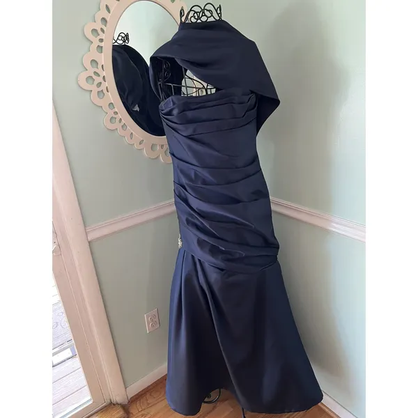 BARBARA KATZ BOCA RATON formal strapless 8 ‎ navy blue gown - Image 8