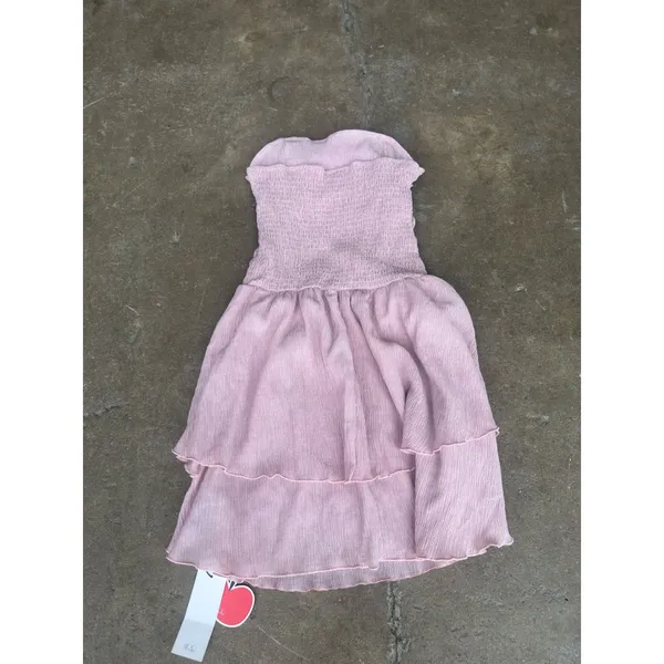 Cider Pink Strapless Mini Dress Smocked Tiered Ruffle Tube Dress Small NWT - Image 3