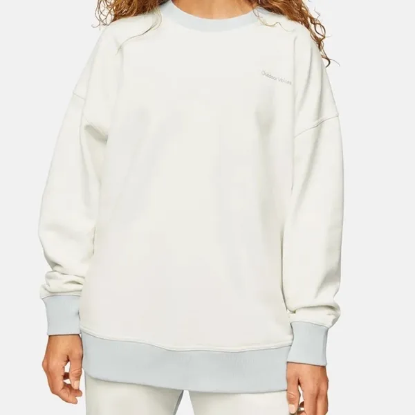 Outdoor Voices Pickup Off-White Cotton Grey Trim Oversized Graphic Sweatshirt M - Image 6