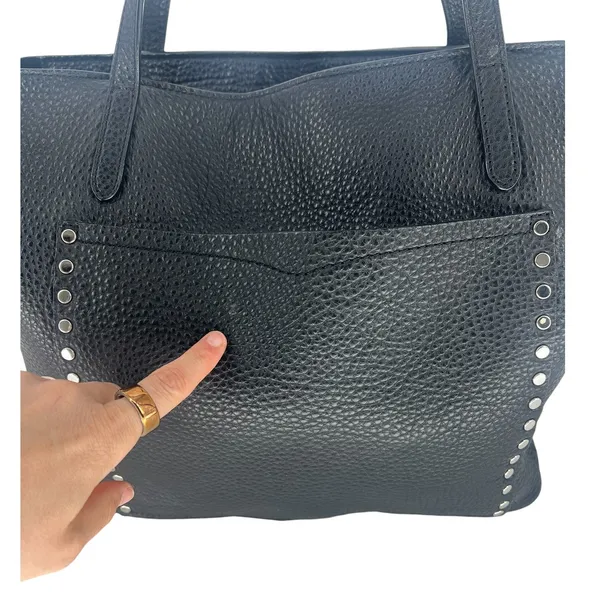 Rebecca Minkoff Unlined Front‎ Pocket Leather Tote Black Studded - Image 3