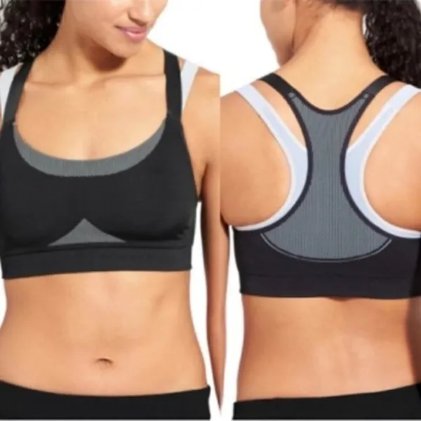 Athleta Double Under Bra Size Small Black Seamless Layered Sporty Clean‎ Girl - Image 7