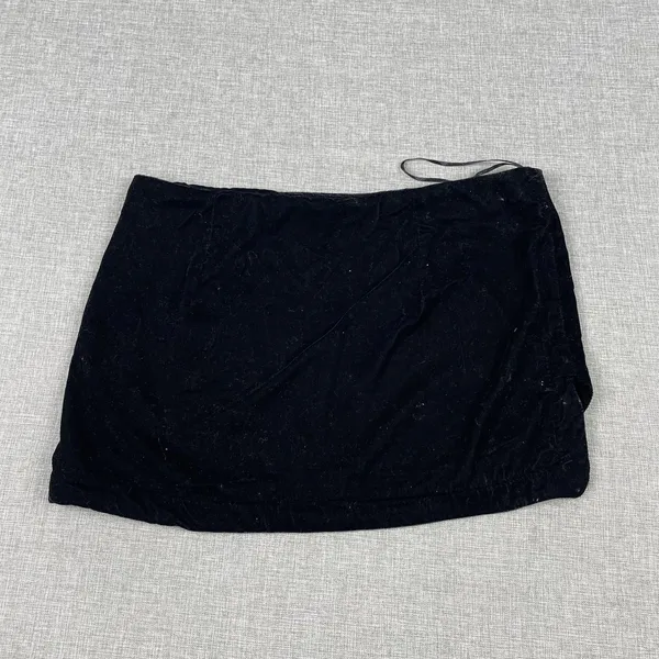 Free People Skirt Womens 10 Black Velvet‎ Mini Lined Zip Party Cocktail - Image 2