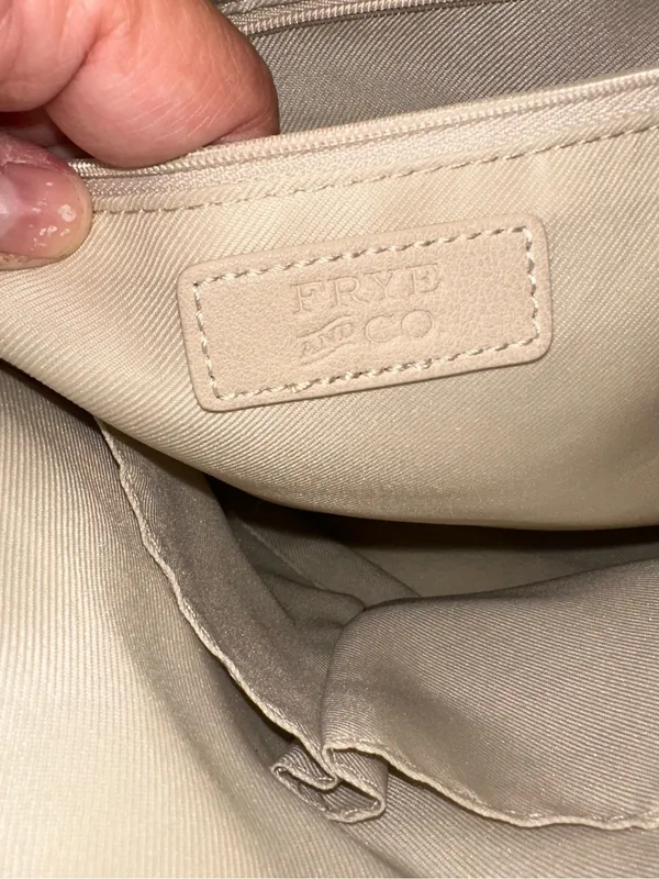 Frye And Co. Aurora Hobo Shoulder Bag Crossbody Strap Cream Whipstitch Pockets - Image 10