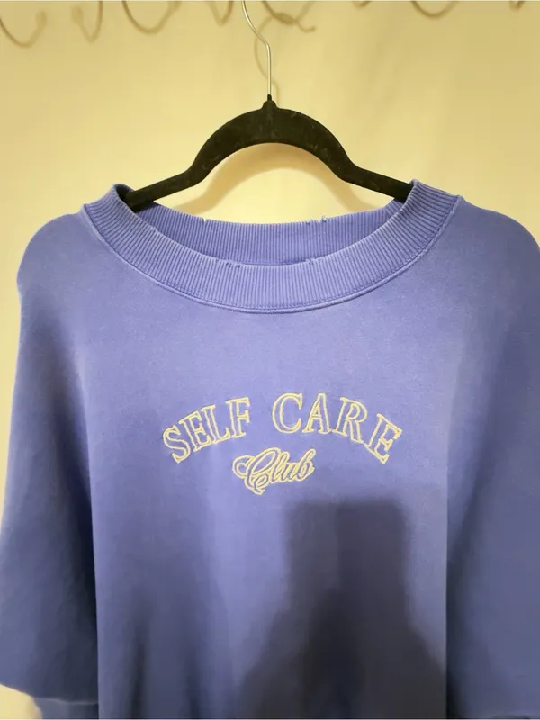 Aerie Blue Sweatshirt - Self Care Club-Size Medium - Image 5