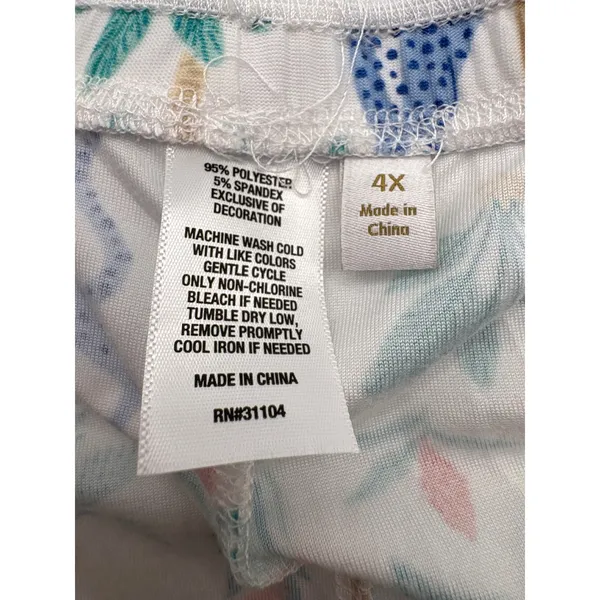 Crown & Ivy Pajama Set Top 2X‎ Pants 4X White Blue Leopard Palm Tree Print NWT - Image 7