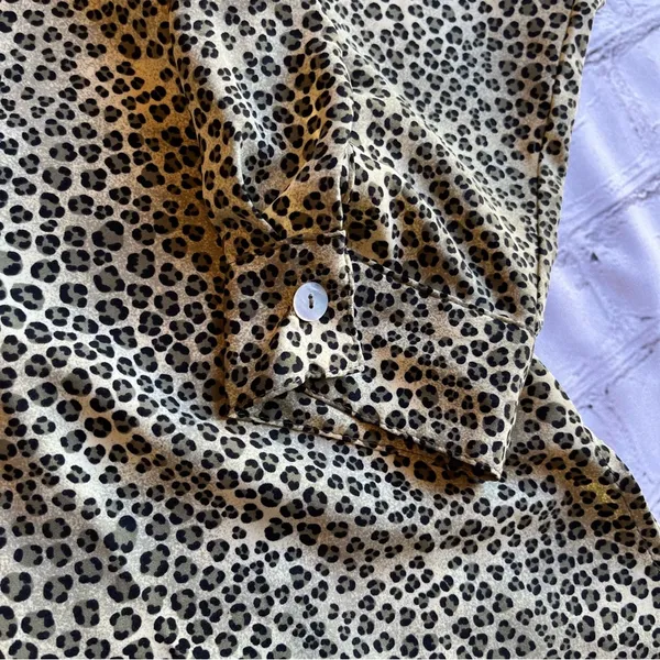 VINTAGE Y2K Leopard Print Silky Blouse Impressions XL - Image 8