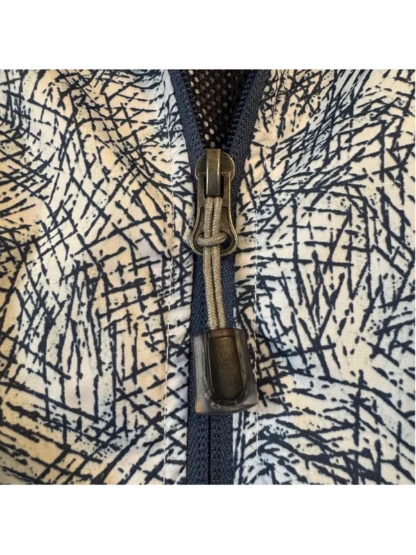 Hannah Windbreaker Jacket Size L Blue White Geometric Print Mesh Lined Packable - Image 10